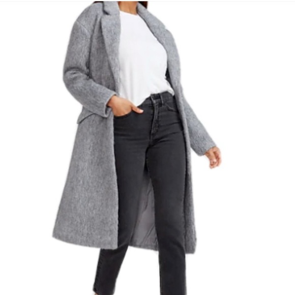 Express Wool-Blend Car Coat in Gray - Picture 3 of 9